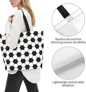 Soccer <b>Tote</b> <b>Bag</b> <b>Large</b> Capacity <b>Canvas</b> Football Print Carry <b>Bag</b> Reusable Shopping <b>Tote</b> Durable Sports Travel Use - Product Image 4