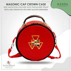 Étui de transport pour casquette de couronne en similicuir rouge du Haut Prêtre du Rite Royal Maçonnique - Product Image 3