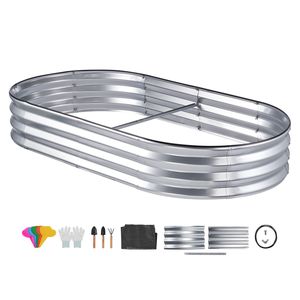 Jardinière en métal galvanisé 6 x 3 x 0,9 pi, bac de culture surélevé pour l'extérieur, base ouverte pour la culture de fleurs et de légumes - Product Image 1