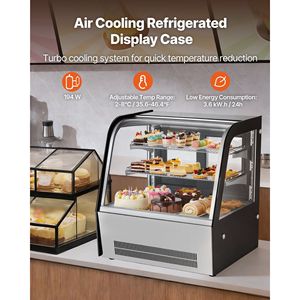 Vetrina Refrigerata Commerciale a 2 Ripiani da 4,2 Cu.Ft./105L per Pasticceria con Illuminazione LED - Product Image 2