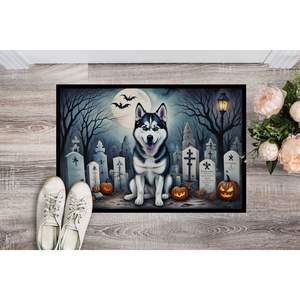 Husky sibérien Spooky Halloween paillasson antidérapant intérieur extérieur lavable tapis à poils bas 24H X 36W pour entrée de porte d'entrée - Product Image 2