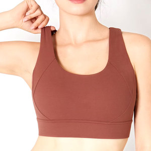 Soutien-gorge de sport compressif pour femme, à col bas, uni, à séchage rapide, avec rembourrage, personnalisable avec logo, idéal pour la gym, le fitness, l'entraînement et le yoga. - Product Image 1