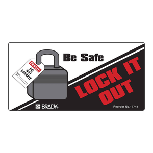 Étiquettes de sécurité Brady Be Safe Lock It Out, étiquettes adhésives en PVC résistantes à l'huile pour l'entretien LOTO - Product Image 3