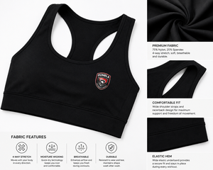 Custom Women's Solid Black Racerback Sports Bra High Waist Leggings Activewear <b>Set</b> Summer Embroidered Logo Stretch Breathable - Product Image 4
