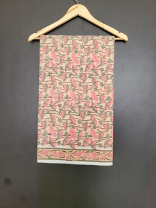Tela de algodón estampada a mano con diseño Mughal Butta, 42 pulgadas de ancho, para vestidos de niños y mujeres, y regalo de costura para ella, natural. - Product Image 1