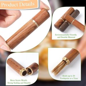 Estuche portátil de madera para 10 palillos de dientes, dispensador de palillos de dientes de bolsillo ideal para viajes - Product Image 3