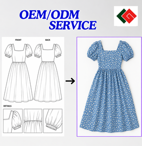 Vietnam Manufacturer Sweet <b>Vintage</b> Mandarin Collar Fit Flare Sleeve Midi <b>Dress</b> <b>Women</b> Casual Breathable Worsted Fabric All - Product Image 3