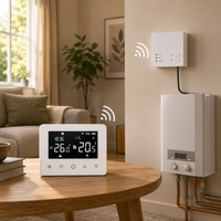 Chaudière à gaz intelligente, thermostat programmable, écran tactile, systèmes de chauffage multiples (électrique/hydratique/solaire), contact sec, Alexa Hotel