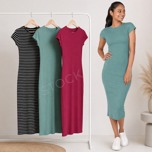 Vestido Midi Bodycon de Cuello Alto para Mujer, Manga Larga, Estampado Floral, Vestido de Punto con Aberturas, Estilo Sexy, Todas las Temporadas, Lote en Stock para Mujer - Product Image 3
