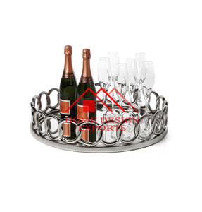 Plateau de service alimentaire en métal fait main, plateau décoratif en métal de luxe pour la maison, les hôtels et les restaurants - Product Image 1