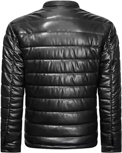 Veste d'hiver en cuir véritable et toile pour homme, nouvelle collection 2026, avec logo frontal, personnalisation de la marque, imperméable, style vintage - Product Image 2