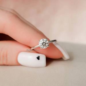 Bulk Quality Moissanite Diamond <b>Ring</b> with Round Cut for Women <b>Adjustable</b> White 925 Sterling Silver <b>Ring</b> for Party Wedding Daily - Product Image 1