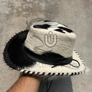 2026 New Cowhide Leather Cowboy <b>Hat</b> Handmade <b>Western</b> Style Hair-on-Hide - Product Image 1