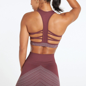 Women's Ribbed Racerback Sports <b>Bra</b> Solid Light <b>Blue</b> Breathable Eco-Friendly Quick Dry Medium Support Adjustable Straps Mesh - Product Image 3