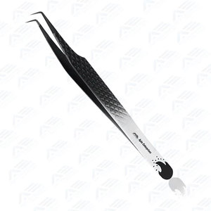 Pince à épiler en acier inoxydable pour pose de faux cils, pointue et courbée, outil de précision pour sourcils et extensions de cils - Product Image 2
