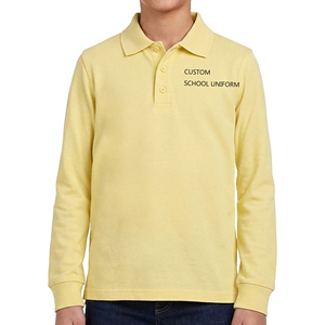 Polo à manches longues personnalisé pour garçons, uniforme scolaire en coton tricoté violet - Product Image 6
