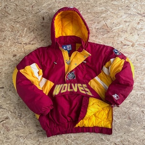 Custom Style Puffer Jacket Wholesale Heavyweight Quilted Nylon Winter Padded <b>Pullover</b> Coat Embroidered Logo Half - Product Image 1