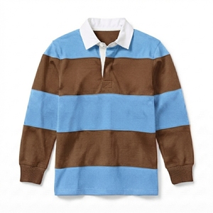 Maillot de rugby personnalisé à manches longues en tricot rayé 350 g/m² pour l'école, avec patchs brodés sur le pull de football, maillot de rugby - Product Image 1