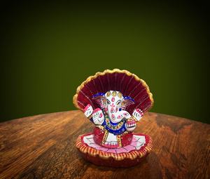 NIRMALA HANDICRAFTS Statue de Ganesha en aluminium faite à la main, Feng Shui, religieuse (Murti), idole du dieu hindou indien Ganesha, pour table - Product Image 1