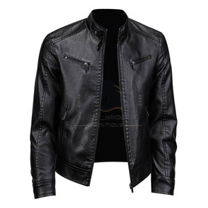 Chaqueta de Cuero para Hombre, Estilo Nuevo, Color Sólido, Calidad Premium, Cuello Alto, Logotipo Frontal, Resistente al Viento y Transpirable, Gran Venta de Invierno - Product Image 1