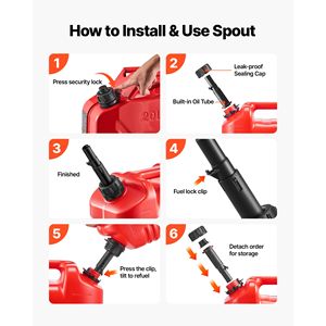 Contenitore per Carburante Sicuro da 2,5 Galloni con Scala Graduata, Beccuccio per Serbatoio, Flusso Massimo 15 L/min, Design Piatto a F, Antiperdita e Portatile - Product Image 6