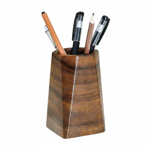 Porte-stylos et support à crayons en bois massif naturel fait main, design rond moderne, organisateur de bureau durable pour table de bureau - Product Image 4