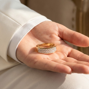แหวนแต่งงานสีโรสโกลด์แข็ง14K แบบมองไม่เห็นดีไซน์คลาสสิกแหวนสำหรับเจ้าหญิงแท้ขัดเงาสูงเครื่องประดับเพชรสำหรับปาร์ตี้ - Product Image 4