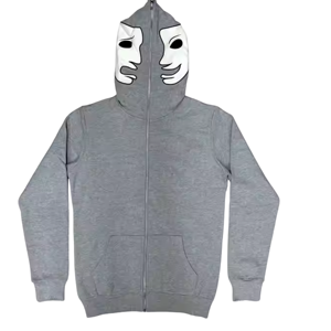 Sudaderas con Capucha Azules para Hombre, Diseño de Máscara, Corte Regular, Casual, 100% Algodón, Tejido de Punto, Logotipo Estampado en la Parte Delantera, Invierno, Bordado 3D - Product Image 5