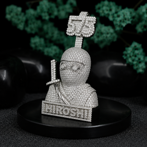 สร้อยคอจี้นินจา Hiroshi 575 ประดับเพชรโมอิสซาไนต์ทรงบริลเลียนท์ เงินแท้ 925 สไตล์ฮิปฮอป ของขวัญสำหรับผู้ชาย งานฝังเพชรแบบไมโคร - Product Image 3
