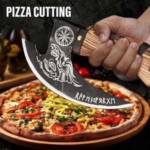 Viking Style Tomahawk <b>Axe</b> Forged Steel Blade Wood <b>Handle</b> Survival Hatchet with Carved Dragon Design and Runes - Product Image 4
