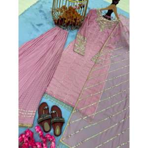 Ensemble haut et plazzo pour femme design avec belle Dupatta pour les fêtes - Product Image 1