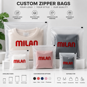 Sac à fermeture éclair givré personnalisé, pochette de rangement transparente en EVA avec impression de logo, sac d'emballage réutilisable et imperméable pour vêtements - Product Image 4