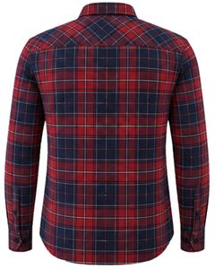 Camisa de Franela a Cuadros Roja y Azul Marino Personalizada para Hombre, Corte Ajustado, con Botones, Manga Larga, de Algodón, Estilo Casual y Urbano - Product Image 5
