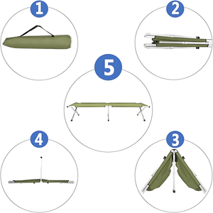 Cama de Campaña Plegable Portátil Color Verde Militar con Bolsa de Transporte, Muebles de Camping - Product Image 3