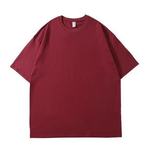 T-shirt en coton épais à grammage élevé pour homme, coupe oversize avec épaules tombantes, col doux, confortable et respirant, uni, pour un style décontracté - Product Image 1