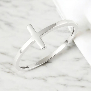 Factory Direct Sideways <b>Cross</b> <b>Ring</b> 925 Sterling <b>Silver</b> Everyday Minimalist Woman's Elegant Minimalist Jewelry Gifts Bridesmaids - Product Image 4
