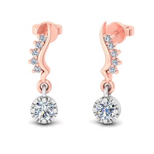 Pendientes de Oro Sólido de 10k, 14k, 18k con Diamante Cultivado en Laboratorio de Corte Redondo, Diseño Minimalista, para Regalo, Fiesta, Aniversario y Uso Diario - Product Image 3