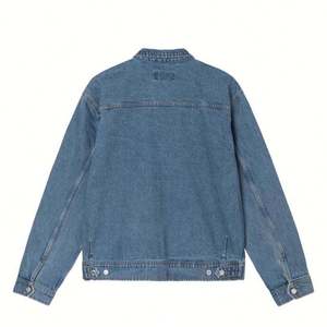 <b>Denim</b> Jacket Men Designer Casual Cotton Jacket Blue Boy Zip Closure <b>Denim</b> <b>Coats</b> OEM Jean Jacket - Product Image 3