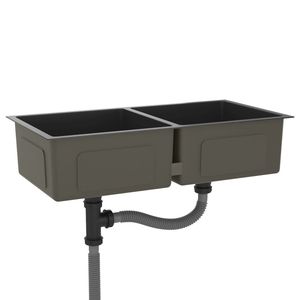 Lavello da cucina in acciaio inossidabile nero fatto a mano - Product Image 3