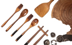 Ensemble de vaisselle en bambou durable personnalisable collection d'ustensiles en bois naturel pour la cuisine vente en gros - Product Image 2