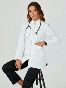 Long Coat Factory Custom Nursing <b>Scrubs</b> Uniforms Anti Wrinkle Hospital Uniform Jacket Stretch Medical <b>Scrub</b> Jackets Nurse Sets - Product Image 2