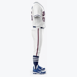 Maillot de baseball Stars pour homme, blanc et bleu marine, imprimé en sergé 27, manches courtes, boutons sur le devant, coupe classique, vêtements de sport pour adulte - Product Image 3