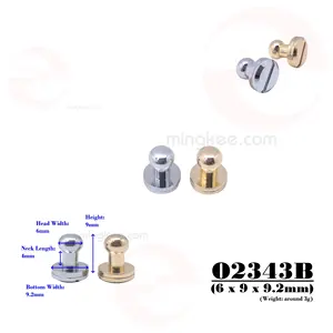 MING KEE METAL 6mm Brass Small Little Head Collar Stud for Leather Goods Use of strap with Round Ball Metal Collar Studs