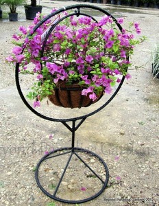 Iron Welcome Sign Plant Stand with Woven Basket Flower Display Powder Coated Eco-Friendly Traditional Style Outdoor Garden Decor - Product Image 6
