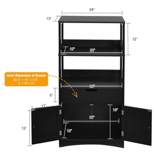 Mobiletto da Bagno con Cassetto e Ripiano Aperto, Design a 2 Ante - Product Image 5