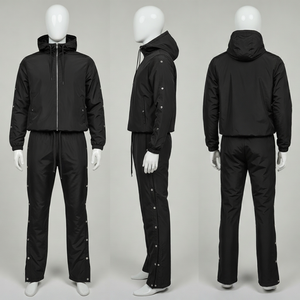 Verified Supplier Pakistan Cotton Hooded Jogging Suits <b>Windbreaker</b> Tracksuits Set <b>Black</b> Solid Heavyweight Custom Logo Casual - Product Image 1