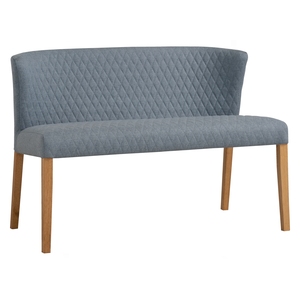Mid Century Modern Upholstered <b>Bench</b> in Dark Gray Fabric with Solid Wood <b>Legs</b> with Backrest for Dining Room and Apartment - Product Image 1