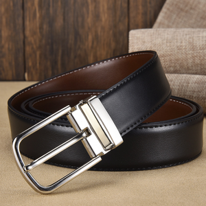 Ceinture en cuir véritable de luxe pour hommes, avec boucle à ardillon classique blanche et noire, idéale pour le dropshipping - Product Image 6
