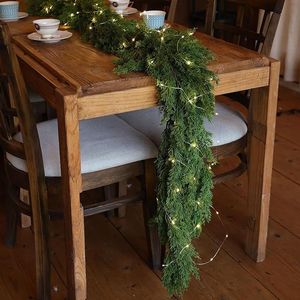 Guirlande de Noël artificielle de 1,8 m avec lumières LED, en aiguilles de pin et cyprès, pour décorations intérieures hivernales et couronnes de Noël - Product Image 2