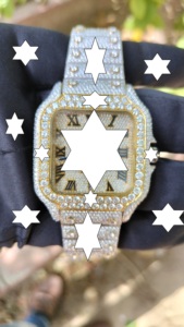 Montre automatique carrée pour homme, style Hip Hop de luxe, entièrement sertie de moissanite, chiffres arabes argentés - Product Image 2